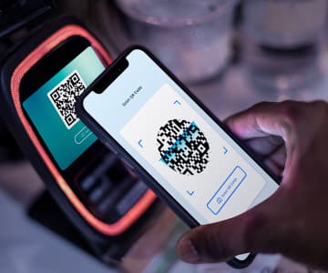 phone with  QR